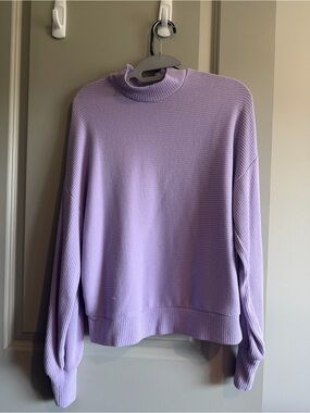 Double Zero Lilac Ribbed Mock Neck Sweater